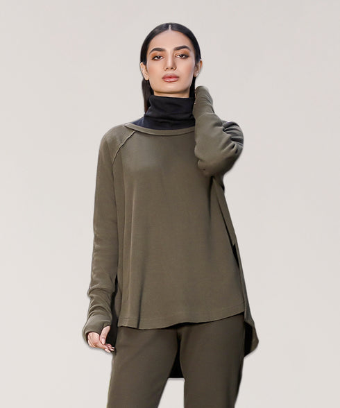 Women's Long Waffle Knit Shirt